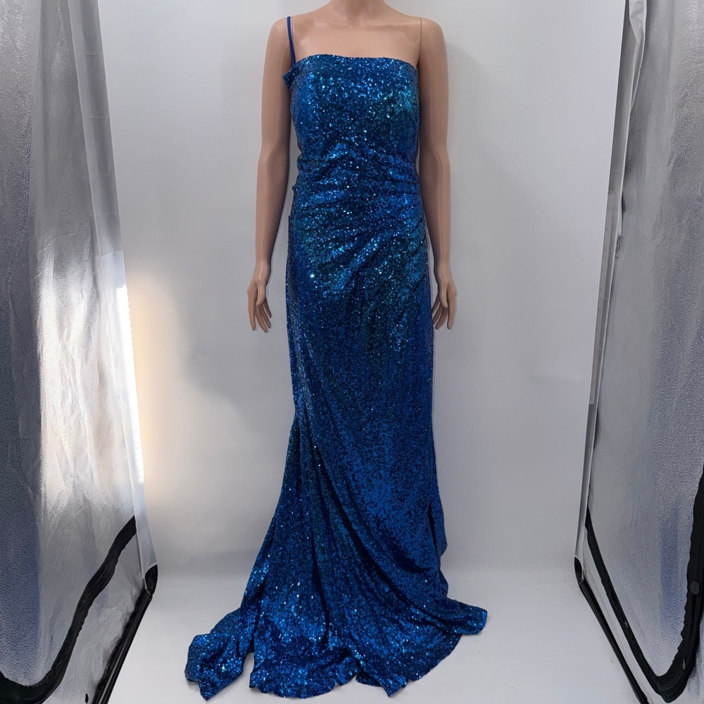 Sherri Hill 22 Blue Gown Mermaidcore Y2K Glam Siren Old Hollywood Regal Glitz